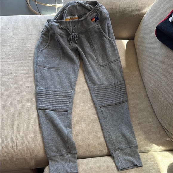 Aviator Nation Gray Joggers with Rainbow Logo - Picture 1 of 4